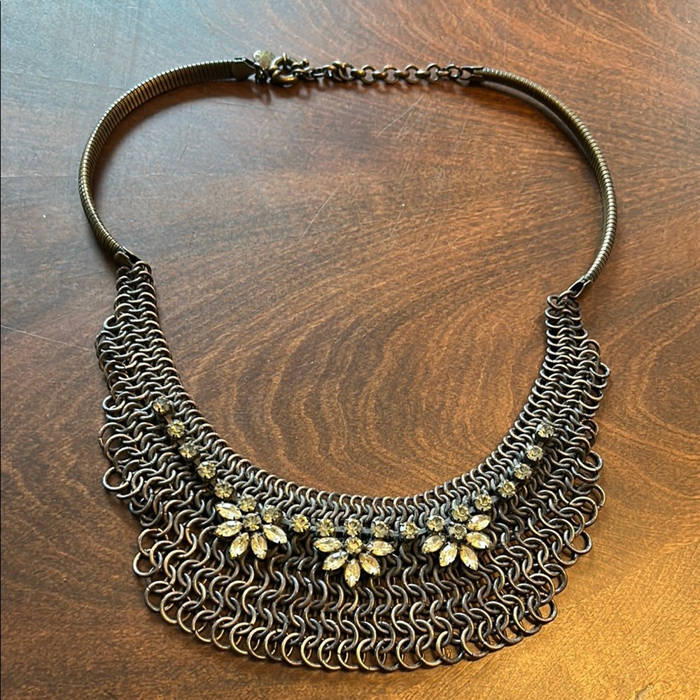 Gold and Silver Floral Statement Necklace